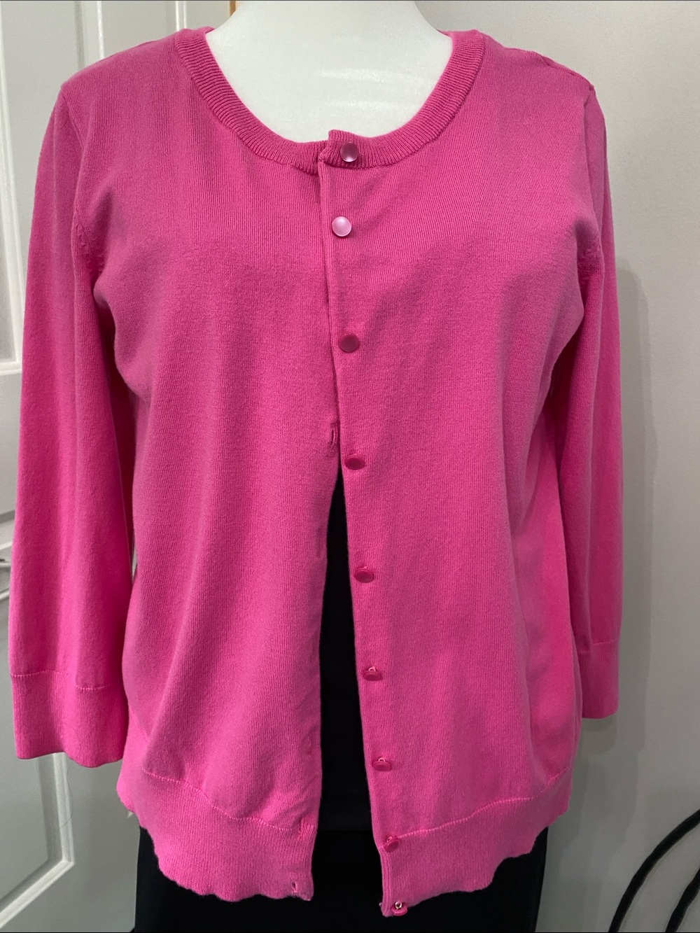 Talbots Bright Pink Button-Front Cardigan